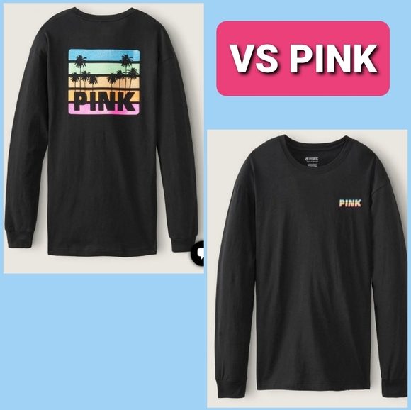 🌴 new Victoria's Secret PINK bling campus tee - Picture 1 of 7